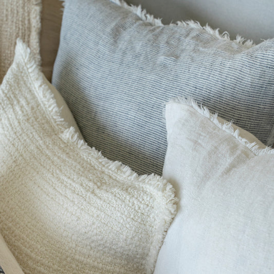 Gray Stripe Linen Pillow