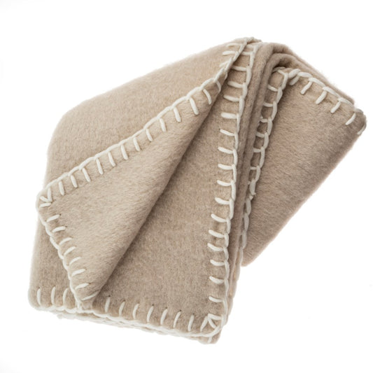 Stitch Mohair Throw Blanket - Oat